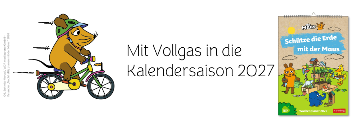 Werbekalender 2027, Maus Kalender, Die Maus, Kalender mit Werbedruck, Kinderkalender 2027